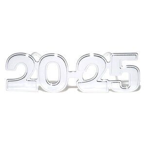 Novelty Party New Year 2025 Chrome Silver Glasses - 12 Pcs